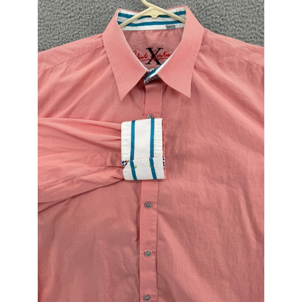 Robert Graham X Collection Mens 2XL Button Down Shirt Coral Pink‎ Check READ